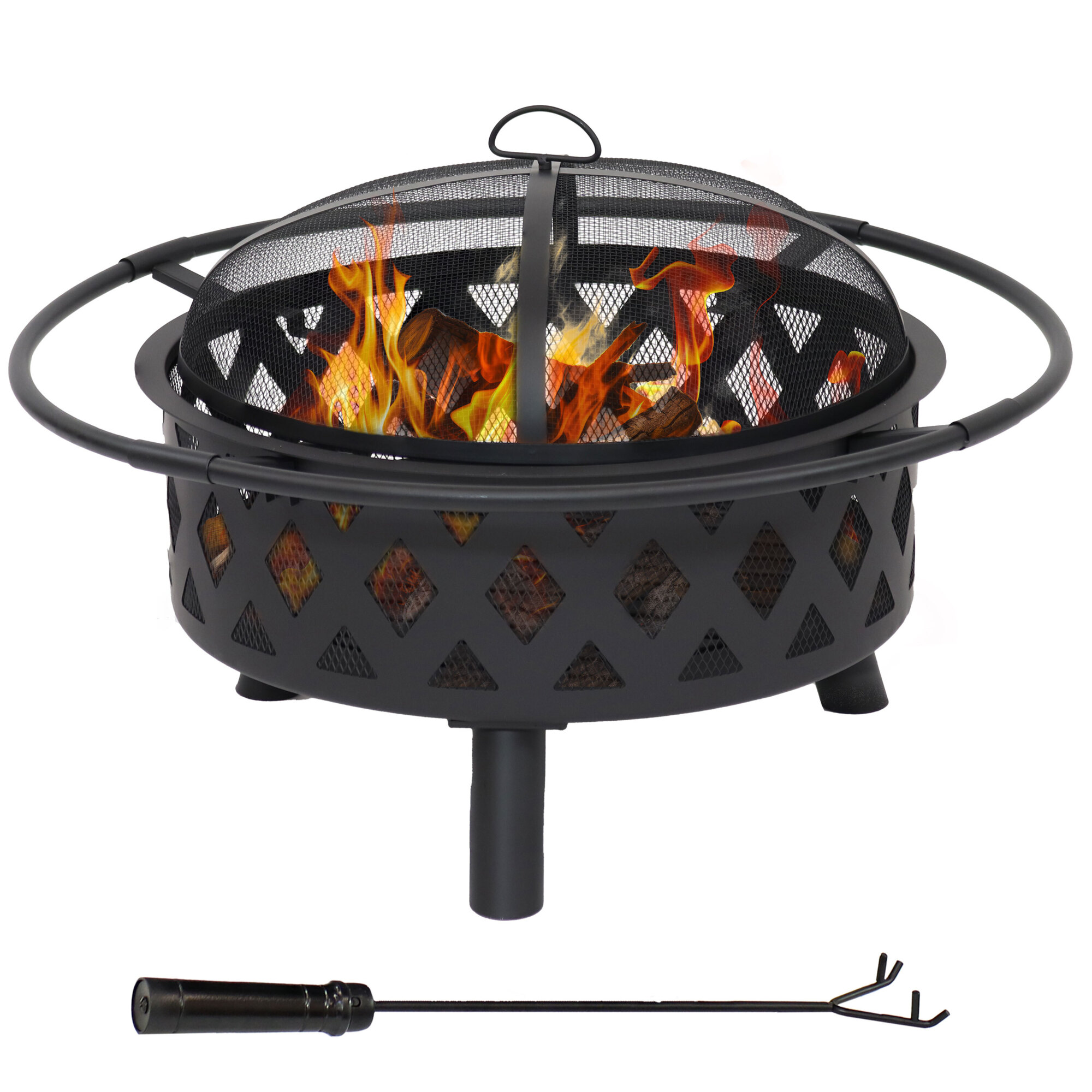 Sunnydaze Decor, Black Crossweave Fire Bowl Fire Pit - 30in., Diameter 30 in, Model# FSN-786